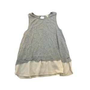 J.Crew Gray Sleeveless Layered Tank Top With White Chiffon Hem Womens XL